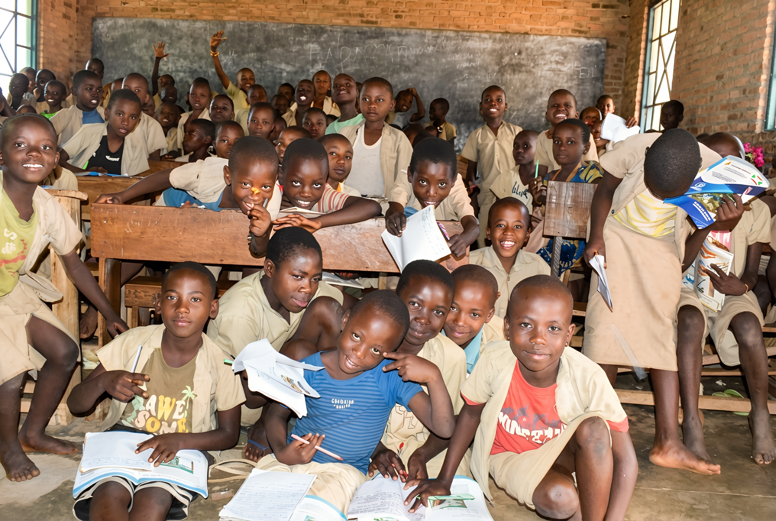 Burundian classroom with students learning